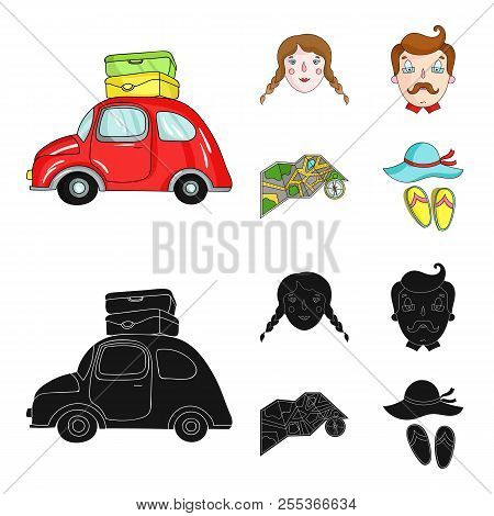 Travel, Vacation, Camping, Map .family Holiday Set Collection Icons In Cartoon, Black Style Vector S