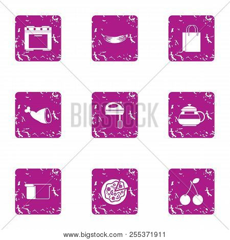 Topping Icons Set. Grunge Set Of 9 Topping Vector Icons For Web Isolated On White Background