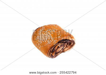 Delicious Chocolate Roll Covered With Sesame Seeds.