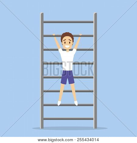 Man Doing Pull-up Exercise In The Gym. Arm Workout