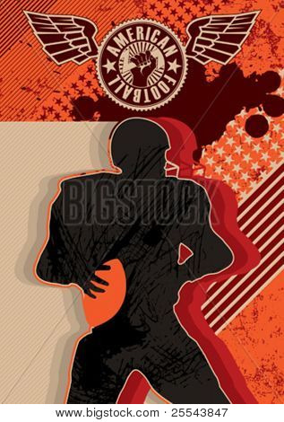 Kunstneriske amerikansk fodbold plakat med designet grafiske elementer. Vektor illustration.