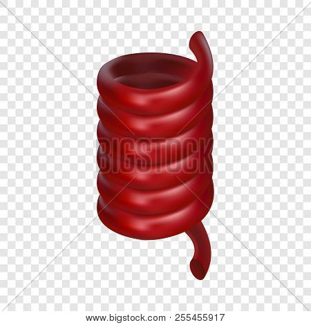 Little Red Spring Cable Mockup. Realistic Illustration Of Little Red Spring Cable Mockup For On Tran