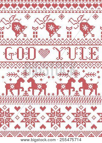 Christmas Pattern Merry Christmas In Norwegian God Yule Vector Seamless Pattern Inspired By Nordic C