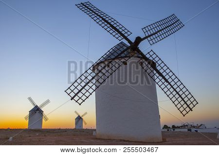 Traditional Windmills At Rising, Campo De Criptana, La Mancha, Spain