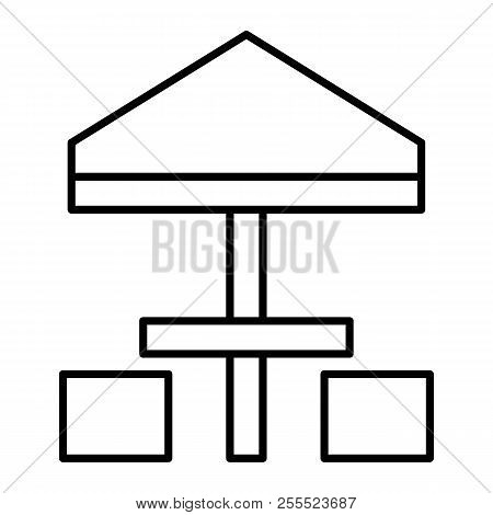 Umbrella Tent And Two Chairs Thin Line Icon. Patio Furniture Vector Illustration Isolated On White. 