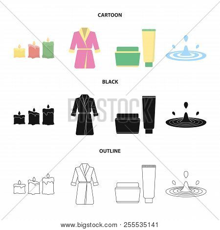 Multicolored Burning Candles, A Pink Robe With A Yellow Belt And A Collar, A Tube With Cream And A J