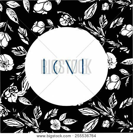 Hand Drawn Floral Seamless Pattern Vector Black And White