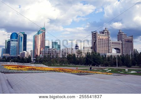 Astana City, Kazakhstan, 22 August 2018, Street Of The Center Of The City, Skyscraper