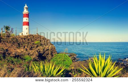 Pointe aux Caves also known as Albion lighthouse. Panorama. Mauritius