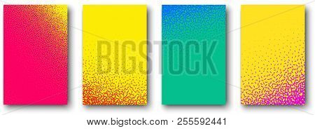 Set Of Backgrounds With Abstract Stipplism Effect Pattern.
