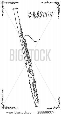 Vector Abstract Graphic Arts Sketch Of Drawing Bassoon (wind Musical Instrument).