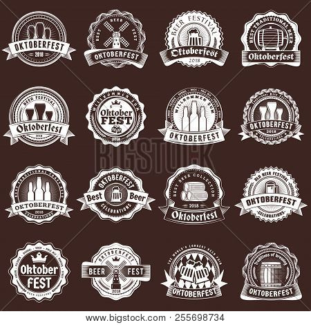 Beer Festival Oktoberfest Celebrations. Set Of Retro Vintage Beer Badges, Labels, Logos For Bar, Pub