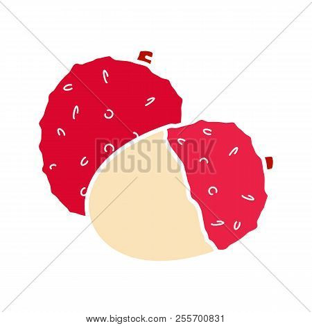 Lychee Glyph Color Icon. Silhouette Symbol On White Background With No Outline. Negative Space. Vect