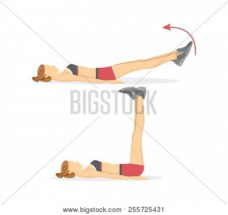 Leg Raises Tabata Exercises, Fitness Programme Done By Female, Activity For People Loving Sport Vect