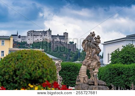 Mirabell Palace And Mirabell Garden With Sculpture 