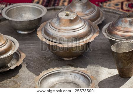 Taditional Turkish Metal Plates In The View