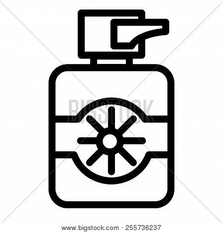Protection Suncream Line Icon. Sun Lotion Vector Illustration Isolated On White. Bottle Of Sunscreen