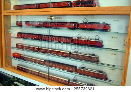 Flam railway museum.Station old Flam Railway. The Flamsbana is a 20.2-kilometer long railway line between Myrdal and Flam in Aurland, June 17,2018. Flam, Norway, Scandinavia.