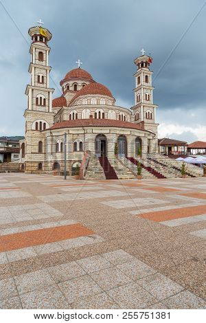 Korce, Albania- 27 June 2014: Resurrection Of Christ Orthodox Cathedral Of Korce, The Main Orthodox 