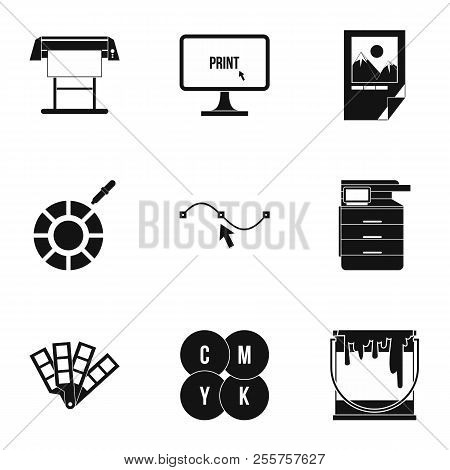 Printing In Polygraphy Icons Set. Simple Illustration Of 9 Printing In Polygraphy Icons For Web