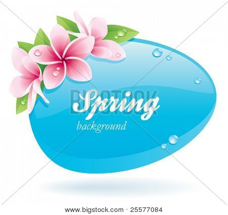 Spring background of glossy bubble decorated with flowers