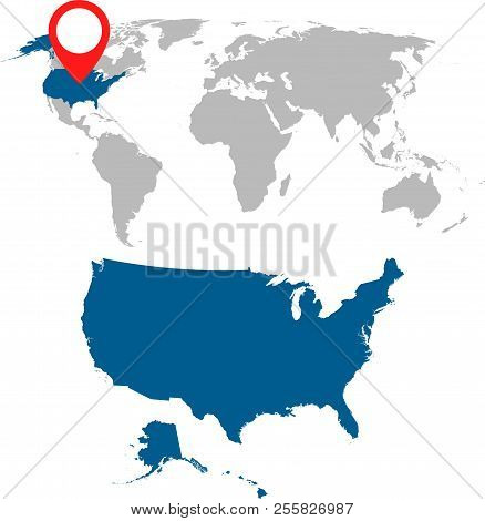 Detailed Map Of Usa And World Map Navigation Set. Flat Vector Il . Business Abstract Pictogram.