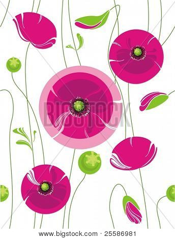 varrat nélküli virágmintás, mák