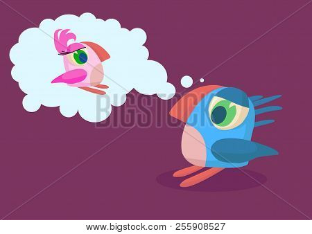 Blue Parrot Thinks Of His Beloved Pink Parrot