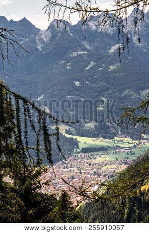 Aerial View Of Predazzo, A Village In The Val Di Fiemme. Italy
