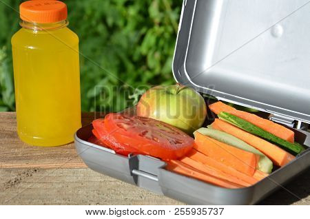 Lunch Boxes With Food Ready To Go For Work Or School, Meal Preparation Or Dieting Concept. Hamburger