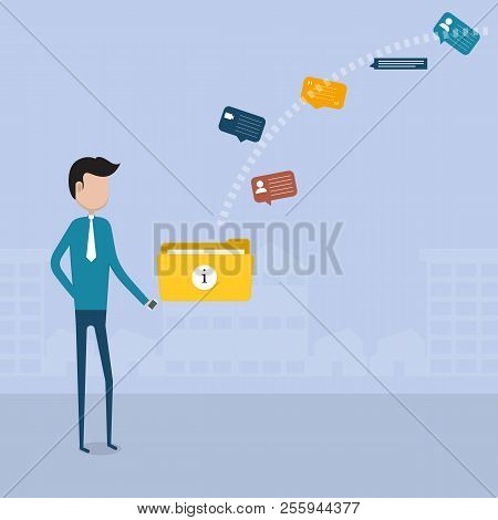 Businessman Holding Smart Phone With Data Communications Concept.smart Phone Data Downloading.data T