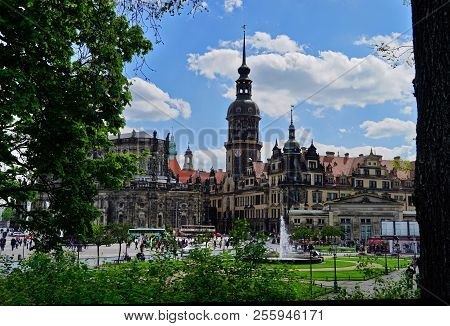 View Of Old Town Of Dresden With Blue Sky