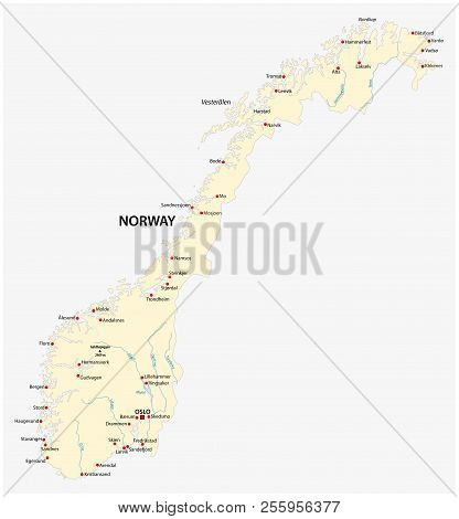 The Kingdom Of Norway Vector State Map.