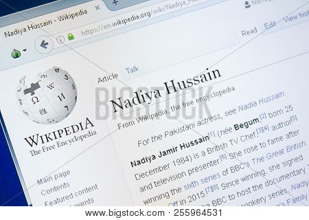 Ryazan, Russia - August 28, 2018: Wikipedia Page About Nadiya Hussain On The Display Of Pc