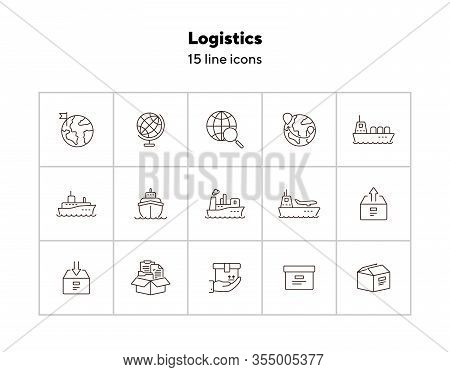 Logistics Line Icon Set. Worlwide Export And Packaging Concept.vector Illustration Can Be Used For T