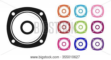 Black Stereo Speaker Icon Isolated On White Background. Sound System Speakers. Music Icon. Musical C