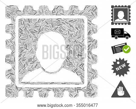 Hatch Mosaic Based On Postal Mark Icon. Mosaic Vector Postal Mark Is Designed With Scattered Hatch D
