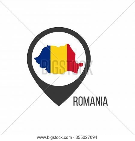 Map Pointers With Contry Romania. Romania Flag. Stock Vector Illustration Isolated On White Backgrou