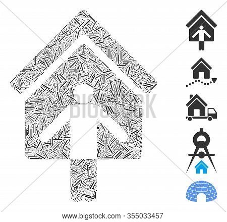 Line Mosaic Based On House Owner Wellcome Icon. Mosaic Vector House Owner Wellcome Is Composed With 