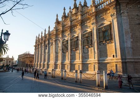Seville Cathedral. (catedral De Santa Maria De La Sede) Gothic Style Architecture In Seville, Andalu