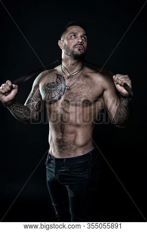 Fitness Model Topless. Healthcare Lifestyle. Body Strong Abs. Wild Masculine Beauty. Macho. Brutal A