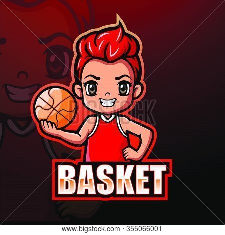 Vector Illustration Of Basketball Boy Player Mascot Logo Design