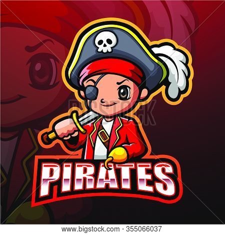 Vector Illustration Of Pirate Boy Esport Mascot Logo Design