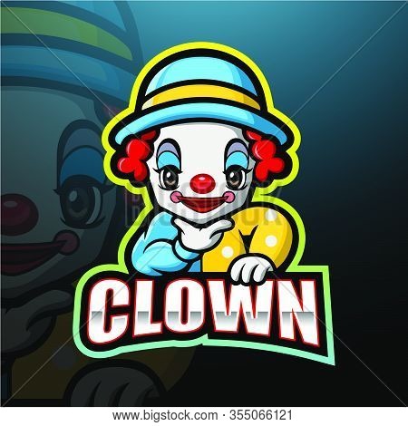Vector Illustration Of Little Clown Boy Esport Logo Design