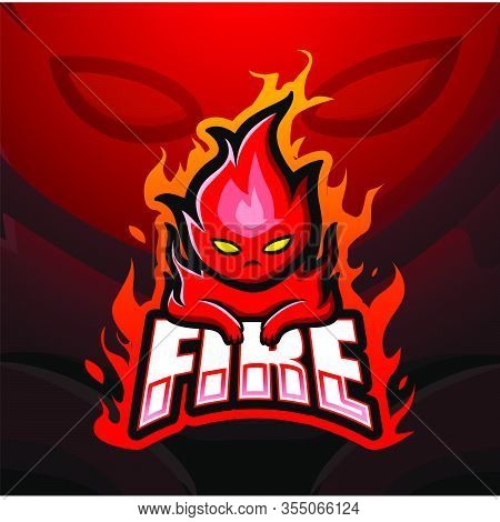 Vector Illustration Of Fire Mascot Esport Logo Design