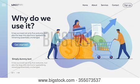 People Investing Their Money In Venture Fund Vector Illustration. Business People Financing High Pot