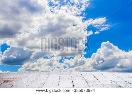 Dramatic Cloudscape Sky In Summer Day, Mass Of Cloud Sluggish In Air With Cement Floor