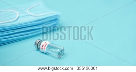 Covid-19 Coronavirus Header Background. Coronavirus Pandemic Background. Vaccine From Covid-19. Blue