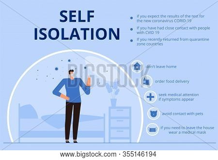 Self-isolation Infographics Due To New 2019-ncov Coronavirus. Tips For Self-insulating People. Covid