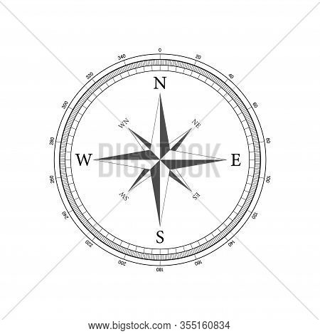 Compass On White Background. Flat Vector Navigation Symbol. Vector Stock Illustration.